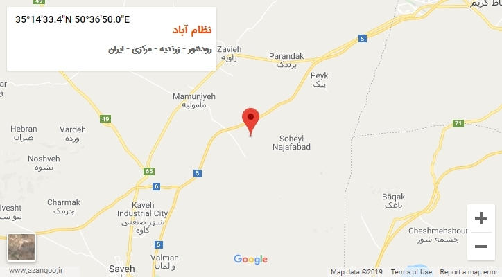 روستای نظام آباد بر روی نقشه