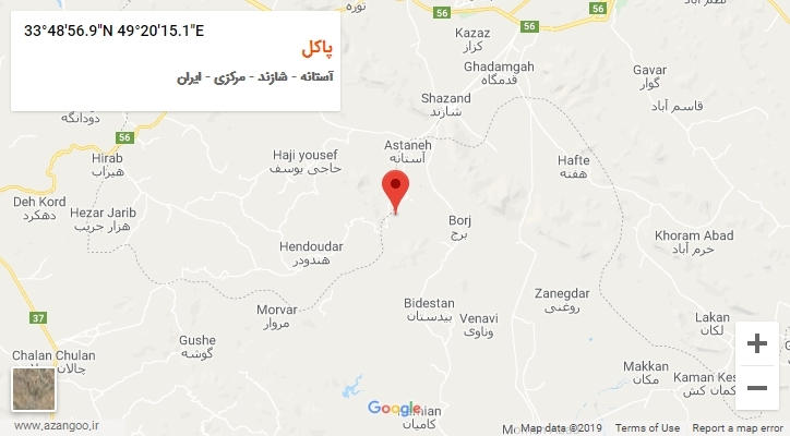 روستای پاکل بر روی نقشه