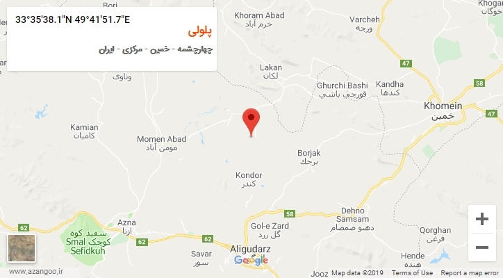 روستای پلولی بر روی نقشه