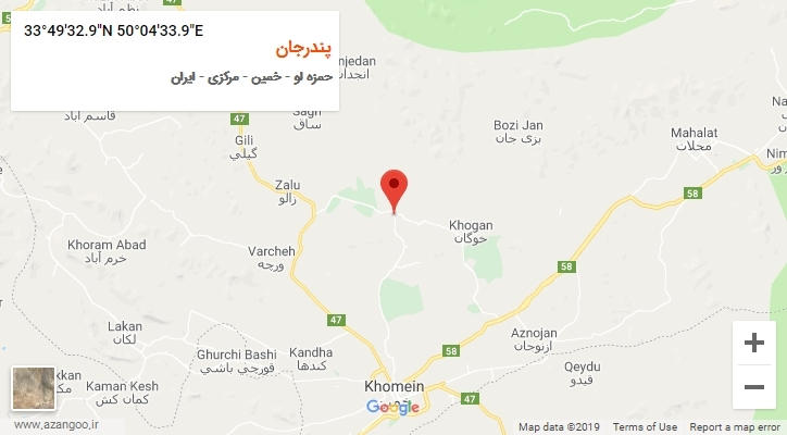 روستای پندرجان بر روی نقشه