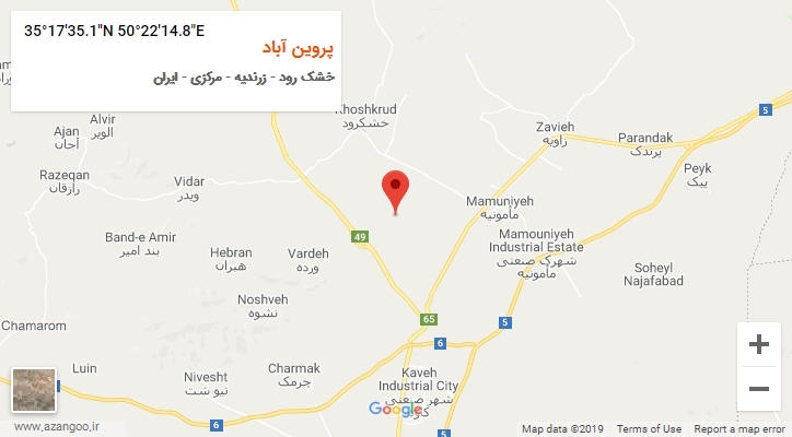 روستای پروین آباد بر روی نقشه
