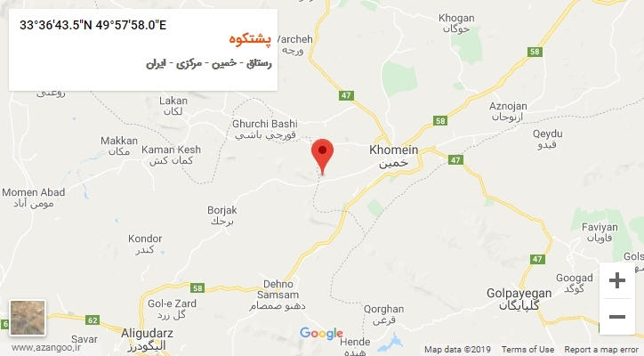 روستای پشتکوه بر روی نقشه