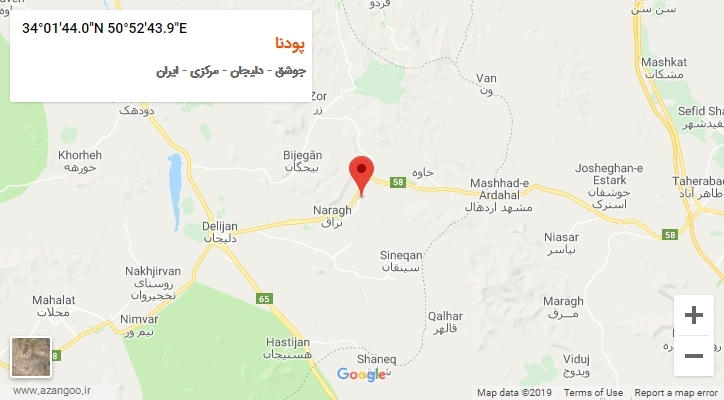 روستای پودنا بر روی نقشه