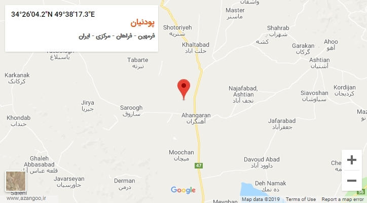 روستای پودنیان بر روی نقشه