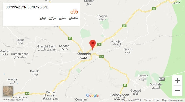 روستای رازان بر روی نقشه