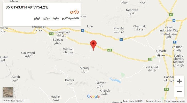 روستای رازین بر روی نقشه
