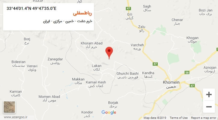 روستای رباطسفلی بر روی نقشه