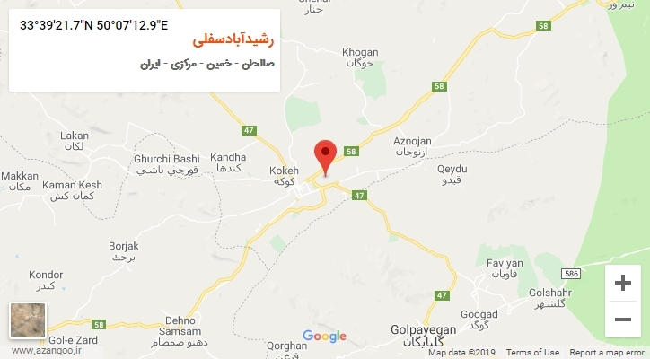 روستای رشیدآبادسفلی بر روی نقشه