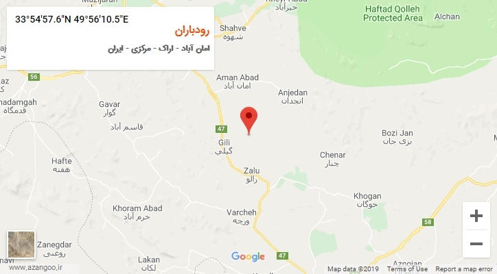 روستای رودباران بر روی نقشه