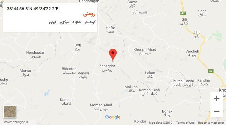 روستای روغنی بر روی نقشه