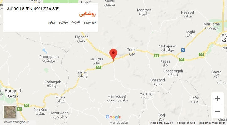 روستای روشنایی بر روی نقشه