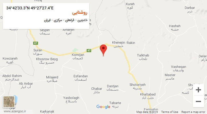 روستای روشنایی بر روی نقشه