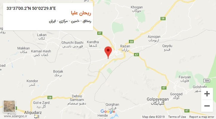 روستای ریحان علیا بر روی نقشه