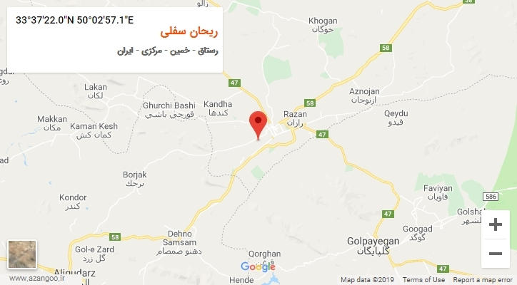 روستای ریحان سفلی بر روی نقشه