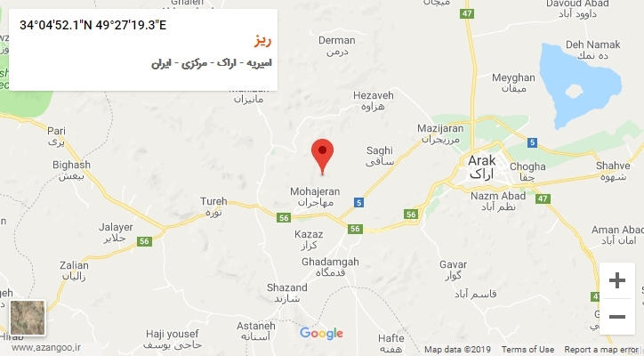 روستای ریز بر روی نقشه