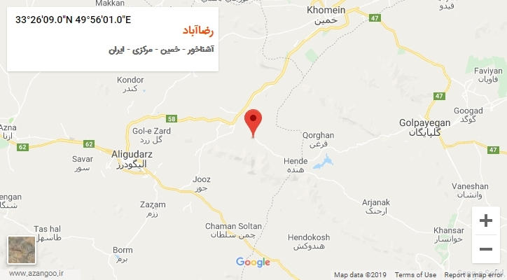 روستای رضاآباد بر روی نقشه