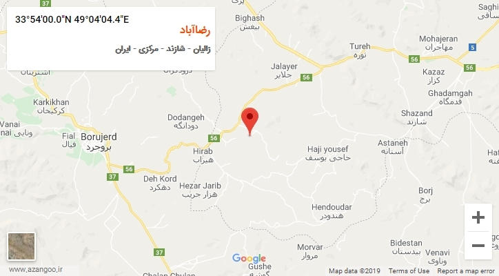 روستای رضاآباد بر روی نقشه