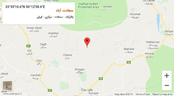 روستای سعادت آباد بر روی نقشه