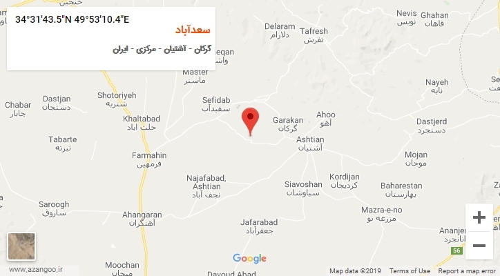 روستای سعدآباد بر روی نقشه