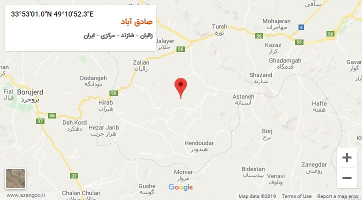روستای صادق آباد بر روی نقشه