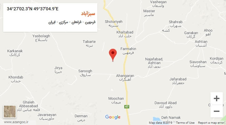 روستای سبزآباد بر روی نقشه