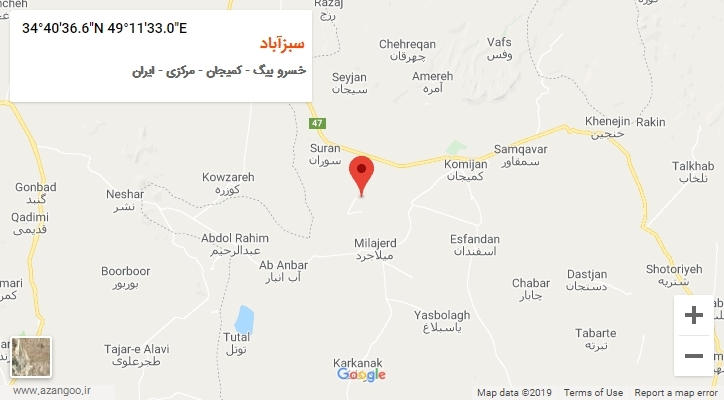 روستای سبزآباد بر روی نقشه