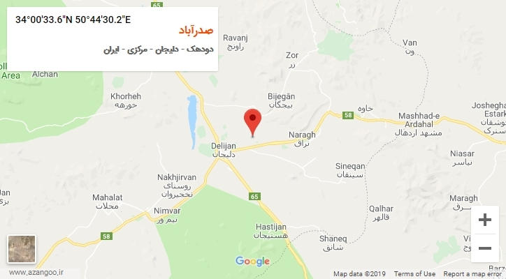 روستای صدرآباد بر روی نقشه