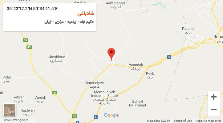 روستای شادباغی بر روی نقشه