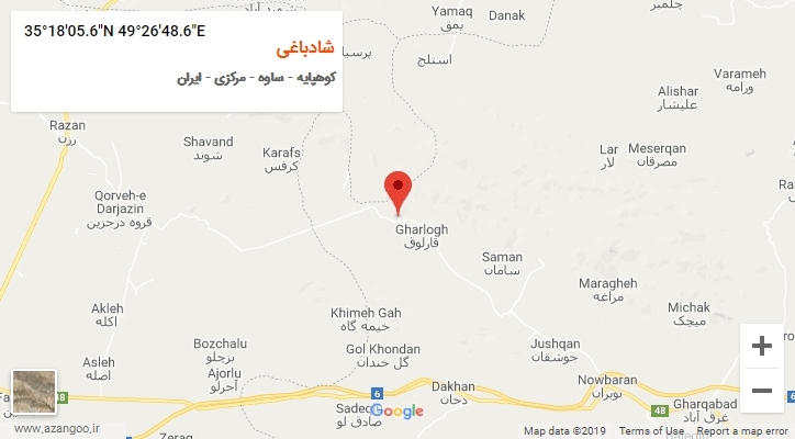 روستای شادباغی بر روی نقشه
