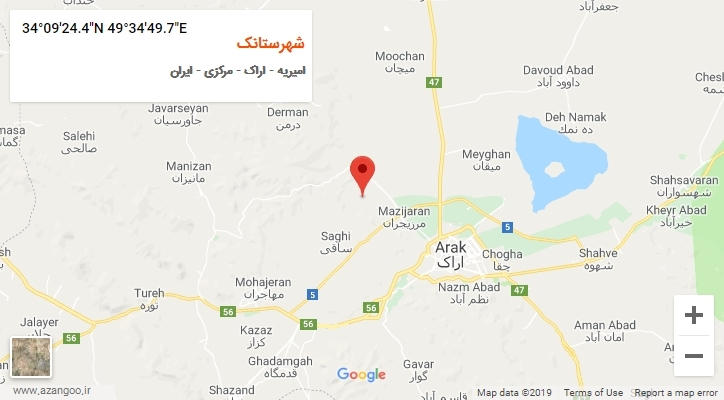 روستای شهرستانک بر روی نقشه