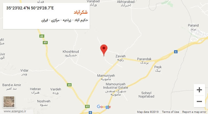 روستای شکرآباد بر روی نقشه