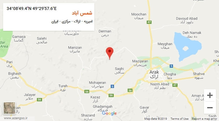 روستای شمس آباد بر روی نقشه