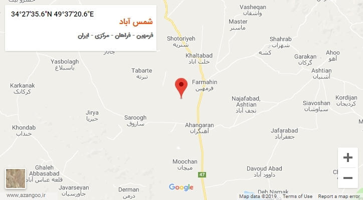 روستای شمس آباد بر روی نقشه