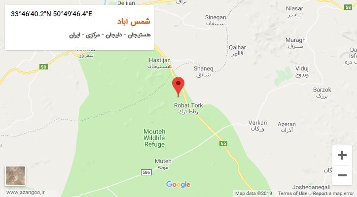 روستای شمس آباد بر روی نقشه
