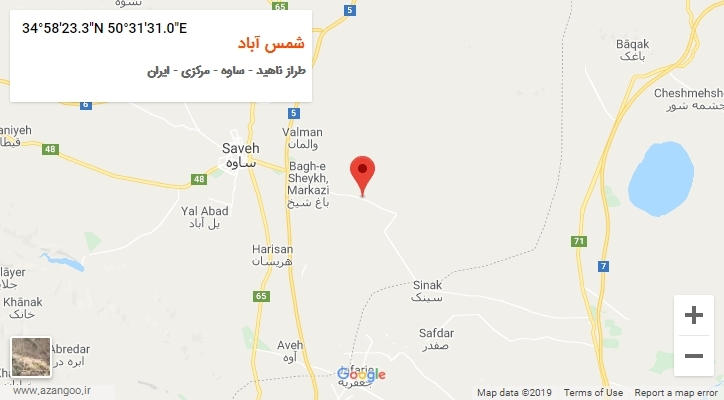 روستای شمس آباد بر روی نقشه