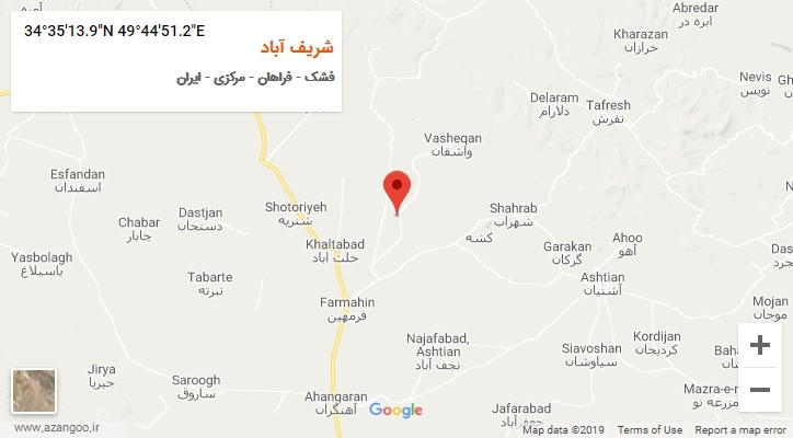 روستای شریف آباد بر روی نقشه