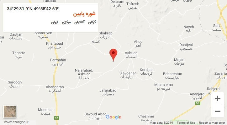 روستای شوره پایین بر روی نقشه
