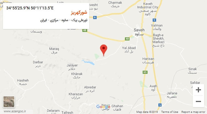 روستای شورکهریز بر روی نقشه