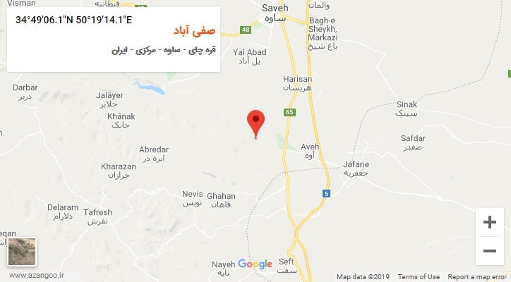 روستای صفی آباد بر روی نقشه