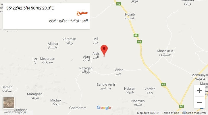 روستای صفیح بر روی نقشه