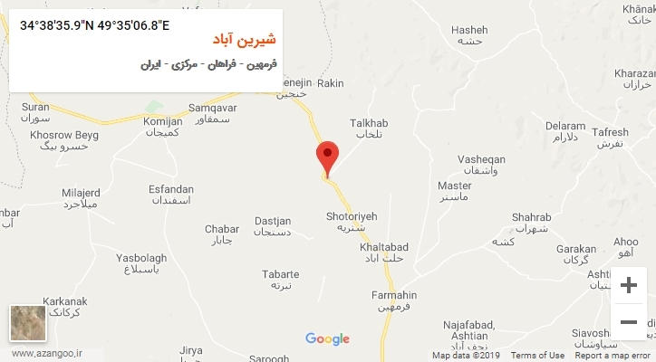 روستای شیرین آباد بر روی نقشه