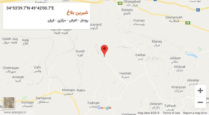 روستای شیرین بلاغ بر روی نقشه
