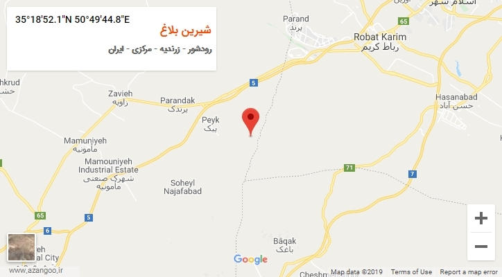 روستای شیرین بلاغ بر روی نقشه