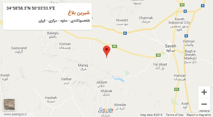 روستای شیرین بلاغ بر روی نقشه