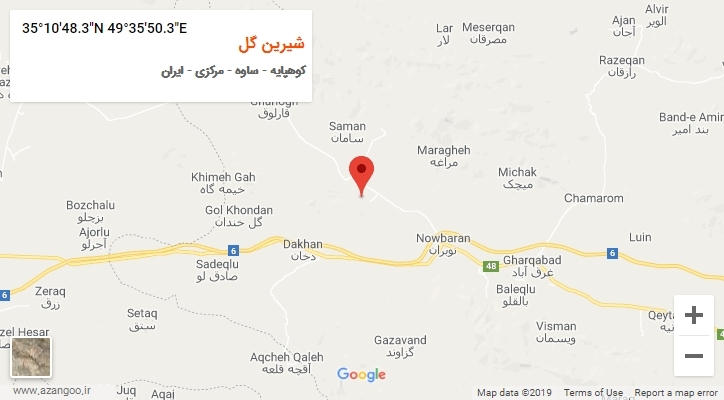 روستای شیرین گل بر روی نقشه