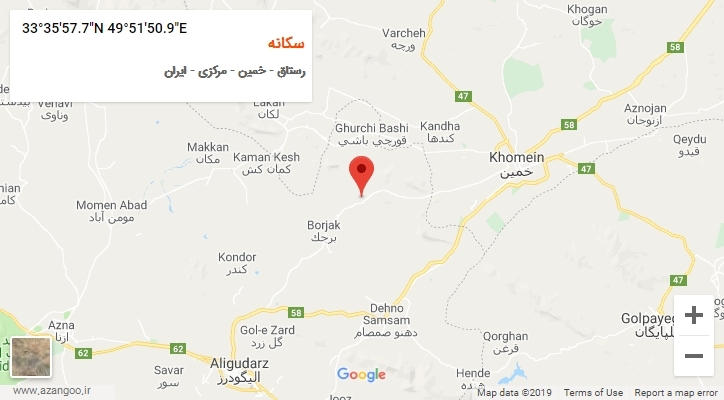 روستای سکانه بر روی نقشه