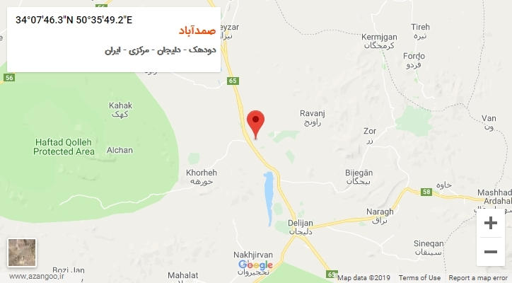 روستای صمدآباد بر روی نقشه