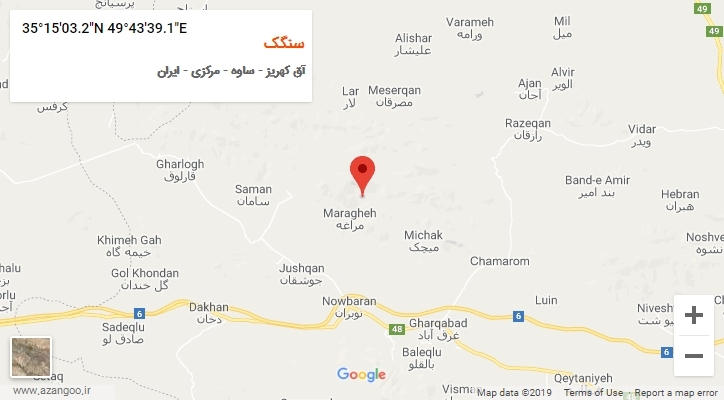 روستای سنگک بر روی نقشه