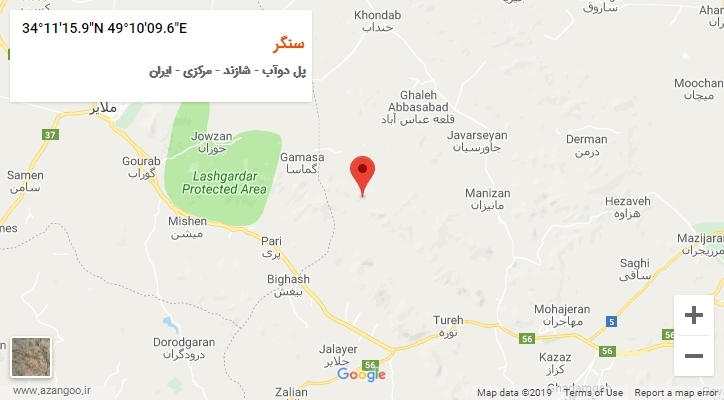 روستای سنگر بر روی نقشه