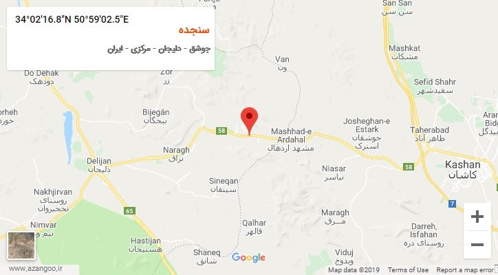 روستای سنجده بر روی نقشه